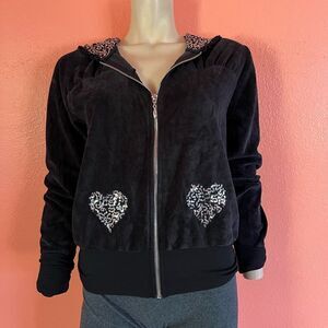 CALIFORNIA KISSES BLACK HOODIE WITH SEQUINS.